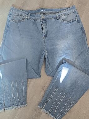 INC International Concepts Light Blue Cropped Jeans with Beaded Hem